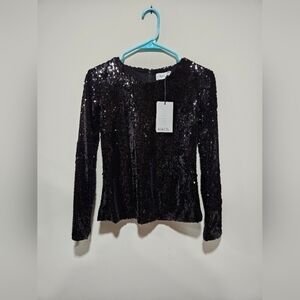 RACIL Black Sequin‎ Long Sleeve Shirt